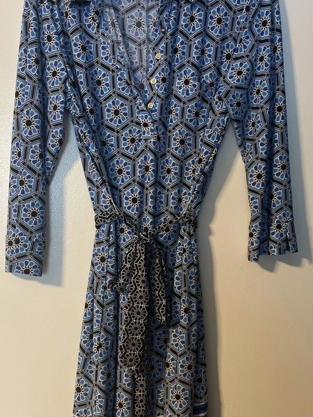 Donna Morgan Blue Geometric Midi Dress